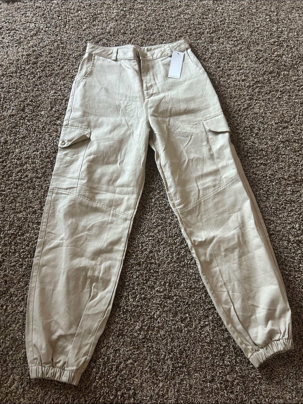 Women's Cream Cargo Jogger Pants